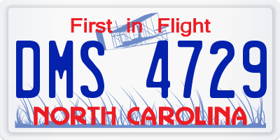 NC license plate DMS4729