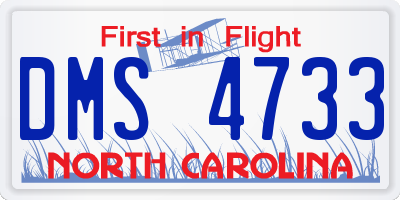 NC license plate DMS4733
