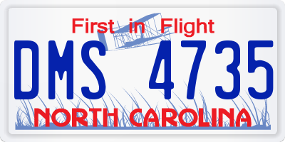 NC license plate DMS4735