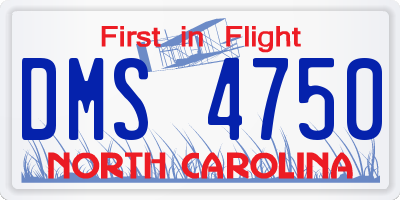 NC license plate DMS4750