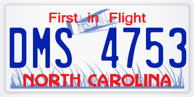 NC license plate DMS4753