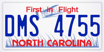 NC license plate DMS4755