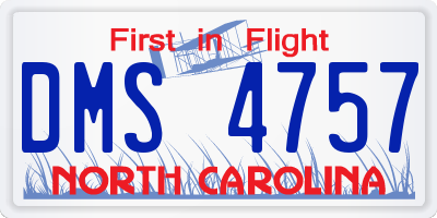NC license plate DMS4757