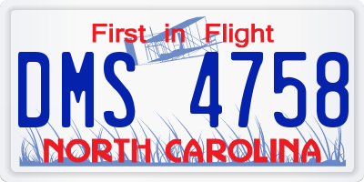 NC license plate DMS4758