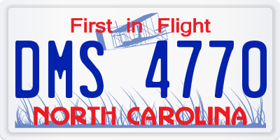 NC license plate DMS4770