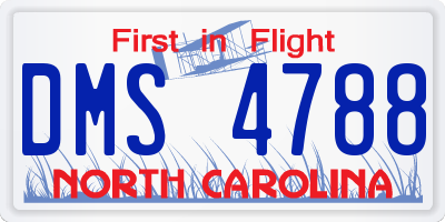 NC license plate DMS4788