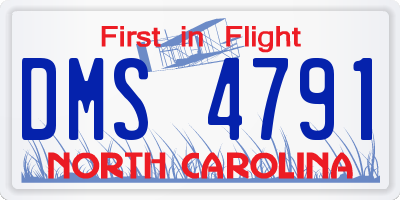 NC license plate DMS4791