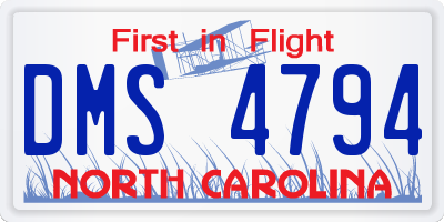 NC license plate DMS4794