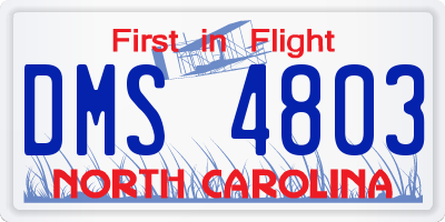 NC license plate DMS4803