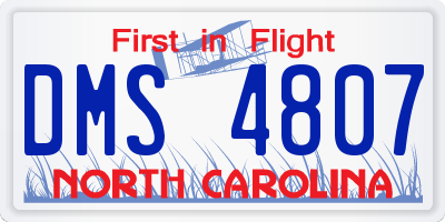 NC license plate DMS4807
