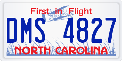 NC license plate DMS4827