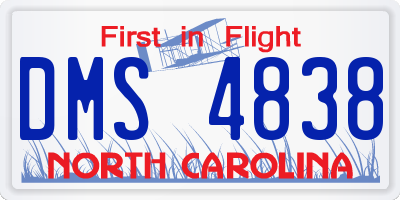 NC license plate DMS4838