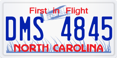 NC license plate DMS4845
