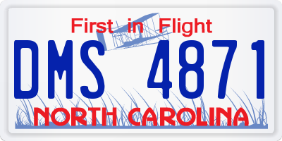 NC license plate DMS4871