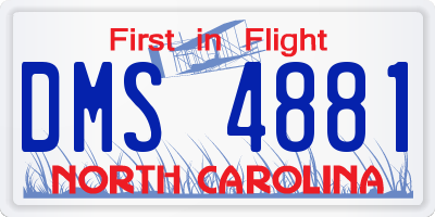 NC license plate DMS4881