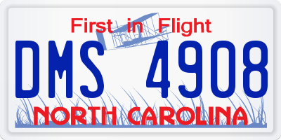 NC license plate DMS4908