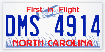 NC license plate DMS4914