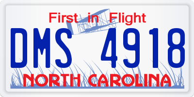 NC license plate DMS4918