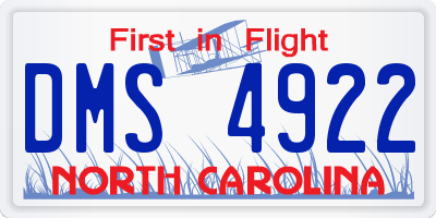 NC license plate DMS4922