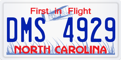NC license plate DMS4929