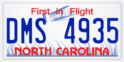 NC license plate DMS4935