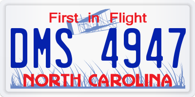 NC license plate DMS4947