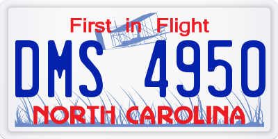 NC license plate DMS4950