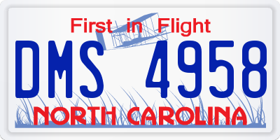 NC license plate DMS4958