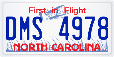 NC license plate DMS4978