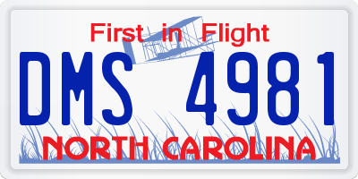 NC license plate DMS4981