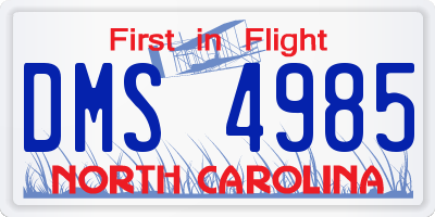 NC license plate DMS4985