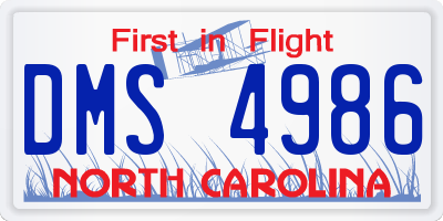 NC license plate DMS4986