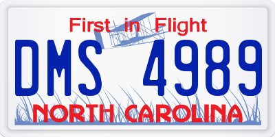 NC license plate DMS4989