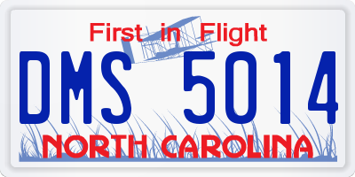 NC license plate DMS5014
