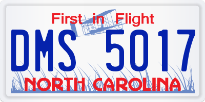 NC license plate DMS5017