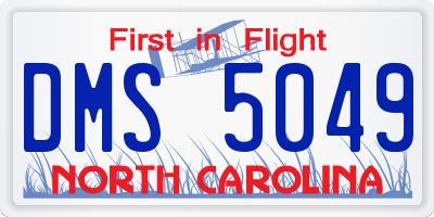 NC license plate DMS5049