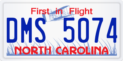 NC license plate DMS5074