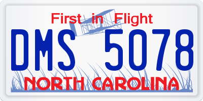NC license plate DMS5078