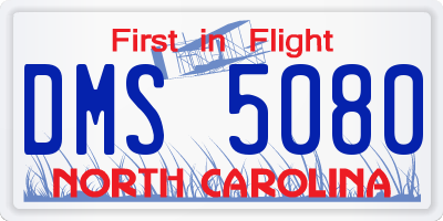 NC license plate DMS5080