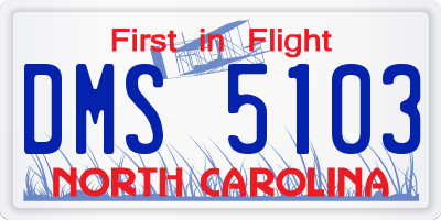 NC license plate DMS5103
