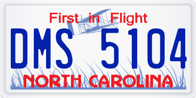 NC license plate DMS5104