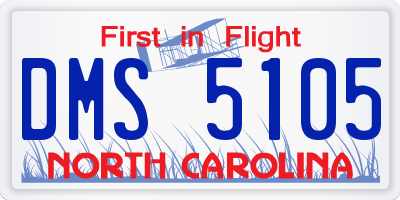 NC license plate DMS5105