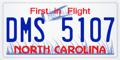 NC license plate DMS5107