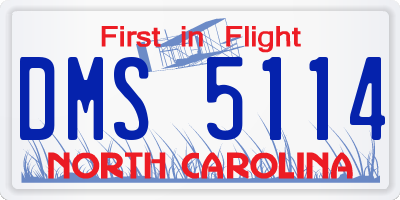 NC license plate DMS5114