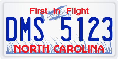 NC license plate DMS5123