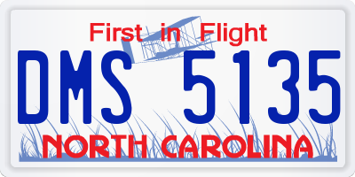 NC license plate DMS5135