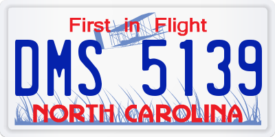 NC license plate DMS5139