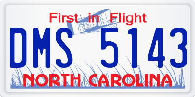 NC license plate DMS5143