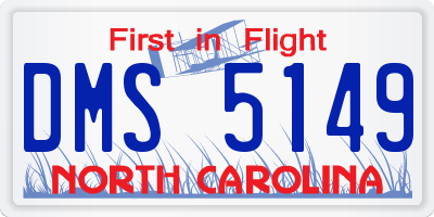 NC license plate DMS5149