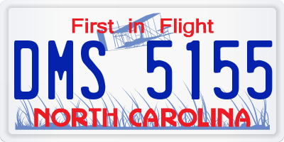 NC license plate DMS5155